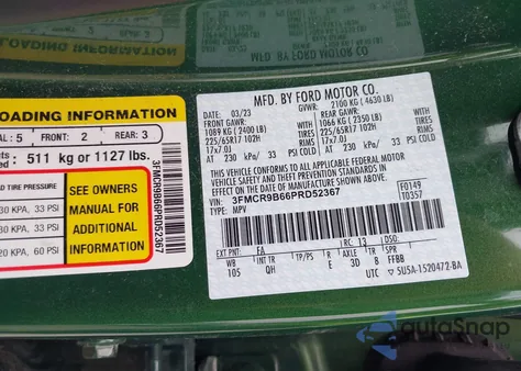 2023 Ford Bronco Sport Big Bend from USA, damaged, VIN 3FMCR9B66PRD52367